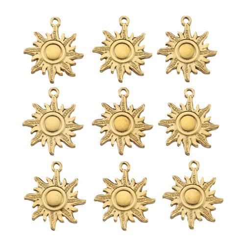 Edelstahl Schmuck Anhänger, 304 Edelstahl, Blume, DIY, goldfarben, 18mm, Bohrung:ca. 2mm, 10PCs/Tasche, verkauft von Tasche