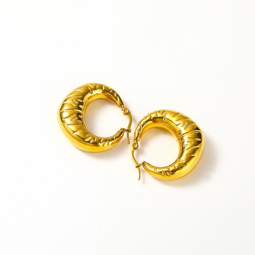 Titanium Steel  Earring Vacuum Ion Plating for woman golden Sold By Pair