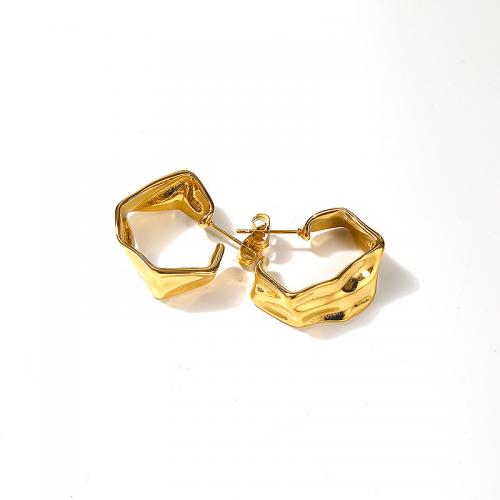 Titanium Steel  Earring Vacuum Ion Plating for woman golden Sold By Pair