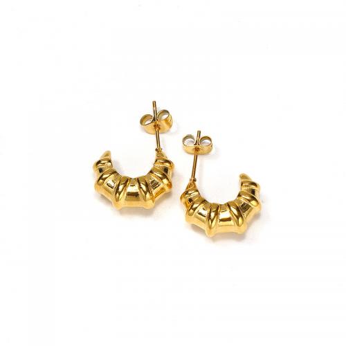 Titanium Steel  Earring Vacuum Ion Plating for woman golden Sold By Pair