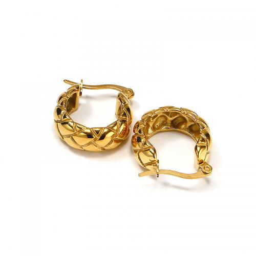 Titanium Steel  Earring Vacuum Ion Plating for woman golden Sold By Pair