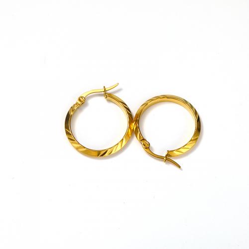 Titanium Steel  Earring Vacuum Ion Plating for woman golden Sold By Pair