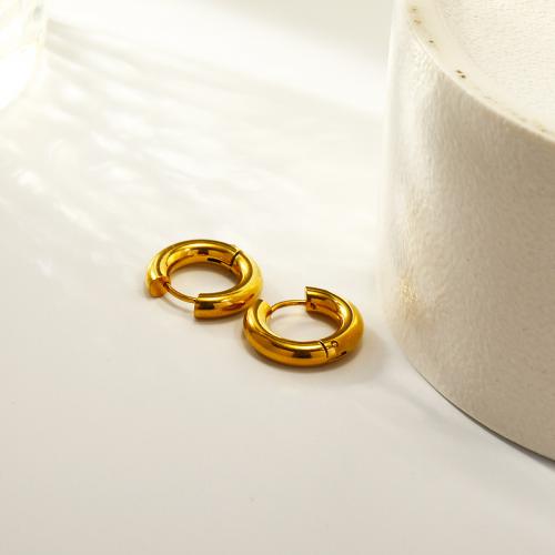 Titanium Steel  Earring Vacuum Ion Plating for woman golden Sold By Pair