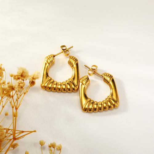 Titanium Steel  Earring Vacuum Ion Plating for woman golden Sold By Pair