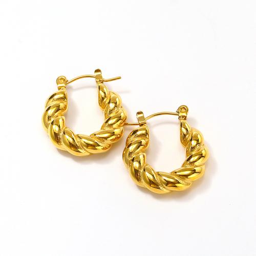 Titanium Steel  Earring Vacuum Ion Plating for woman golden Sold By Pair