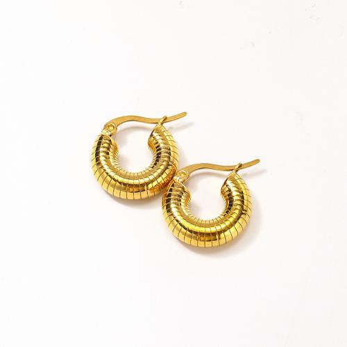 Titanium Steel  Earring Vacuum Ion Plating for woman golden Sold By Pair