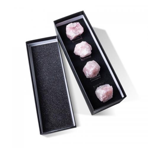 Gréithe boird, Rose Grianchloch, le bosca páipéar & Crystal, neamhrialta, bándearg, Rose Quartz 3-5cm,Napkin Ring 48*48*30mm, 4ríomhairí pearsanta/Bosca, Díolta De réir Bosca