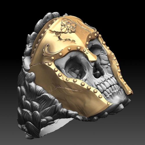 Brass Finger Ring Skull plated vintage & fashion jewelry & for man mixed colors nickel lead & cadmium free Sold By PC