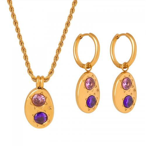 Sets de Joyas, Partículas de acero, Joyería & diferentes estilos para la opción & para mujer, más colores para la opción, pendant 11mm,earring11*33mm, longitud aproximado 18.11 Inch, Vendido por UD