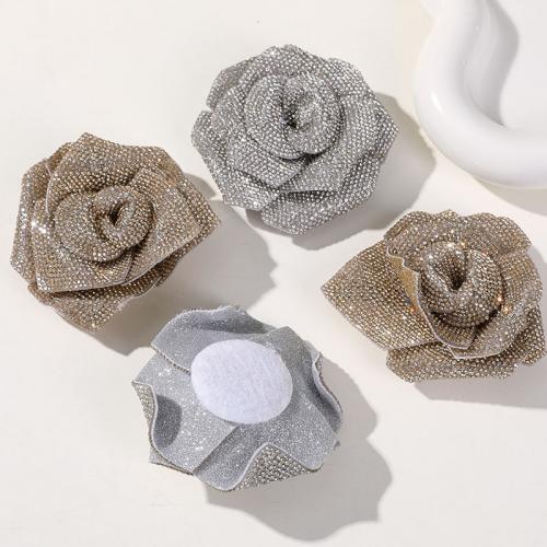 Haaraccessoires DIY bevindingen, Doek, Bloem, met strass, meer kleuren voor de keuze, 72mm, Verkocht door PC