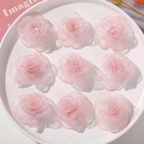 Accessoires pour cheveux résultats bricolage, Gaze, fleur, DIY, rose, 47mm, Vendu par PC