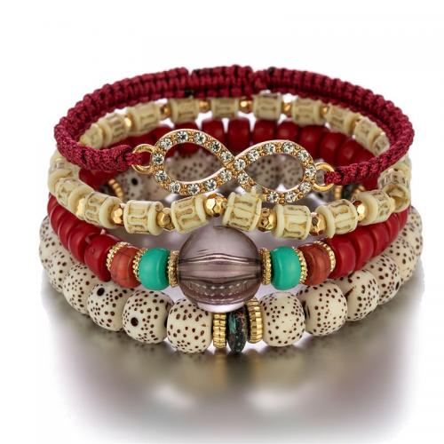 Bracelets Acrylique, avec Perles en bois de Bodhi, bijoux de mode & multicouche & pour femme, plus de couleurs à choisir, Longueur Environ 18 cm, Vendu par PC