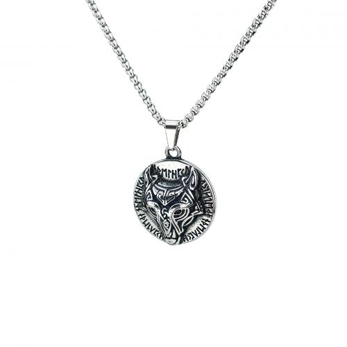 316L roestvrij staal Halsketting, Wolf, mode sieraden & voor de mens, oorspronkelijke kleur, Lengte Ca 23.6 inch, Verkocht door PC