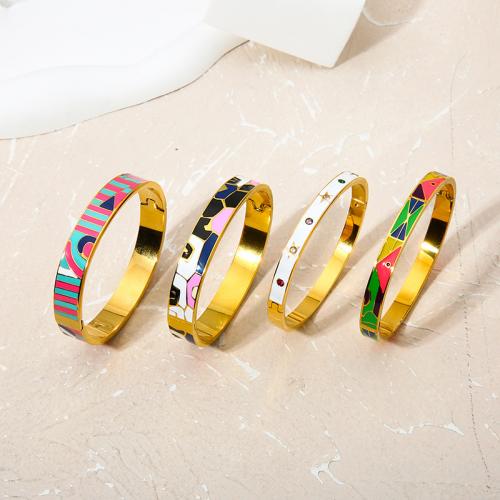 Aço inoxidável 304 pulseira comum, 18K banhado a ouro, Vario tipos a sua escolha & para mulher & esmalte, vendido por PC