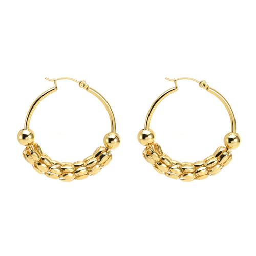 Brinco de argola de aço inoxidável de Mens, Aço inoxidável 304, Rosca, joias de moda & para mulher, dourado, níquel, chumbo e cádmio livre, 7.50x40mm, vendido por par