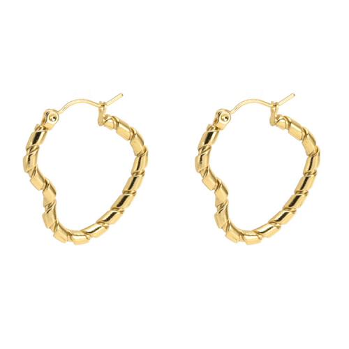 Mens acier inoxydable Hoop boucles d'oreilles, Acier inoxydable 304, coeur, bijoux de mode & pour femme, doré, protéger l'environnement, sans nickel, plomb et cadmium, 3x25mm, Vendu par paire