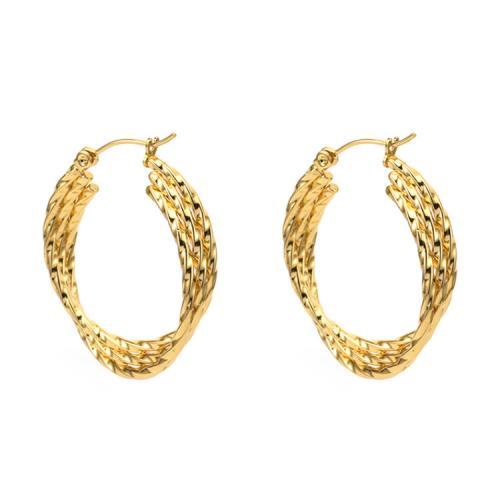 Mens acier inoxydable Hoop boucles d'oreilles, Acier inoxydable 304, bijoux de mode & pour femme, doré, protéger l'environnement, sans nickel, plomb et cadmium, 1.60x30mm, Vendu par paire