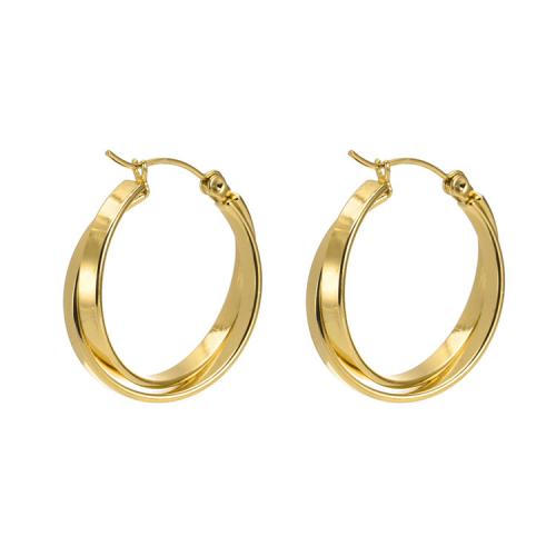 Mens acier inoxydable Hoop boucles d'oreilles, Acier inoxydable 304, beignet, bijoux de mode & pour femme, doré, protéger l'environnement, sans nickel, plomb et cadmium, 25mm, Vendu par paire