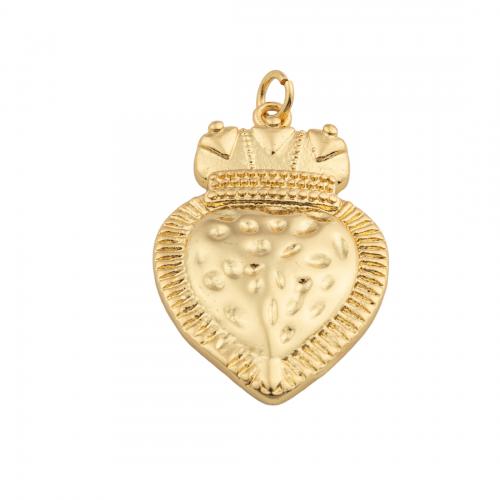 Brass Heart Riipukset, Messinki, 14K kullattu, tee-se-itse, nikkeli, lyijy ja kadmium vapaa, 35x21x4mm, Reikä:N. 4mm, Myymät PC