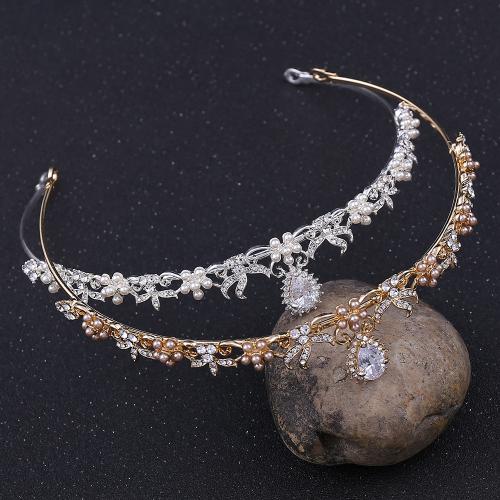 Tiaras, Sinc Alloy, le Pearl Plaisteacha, jewelry faisin & micrea réiteach zirconia ciúbach & do bhean, dathanna níos mó le haghaidh rogha, nicil, luaidhe & caidmiam saor in aisce, Trastomhas Istigh:Thart 150mm, Díolta De réir PC