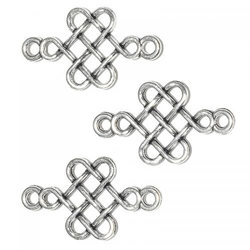 Cink ötvözet csatlakozó, Kínai Knot, galvanizált, DIY & 1/1 hurok & üreges, több színt a választás, nikkel, ólom és kadmium mentes, 31x7mm, Kb 100PC-k/Bag, Által értékesített Bag