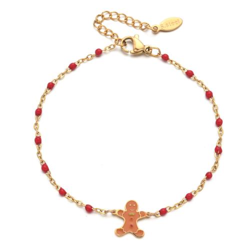 Bracciale gioielli in acciaio inossidabile, 304 acciaio inox, with 4cm extender chain, Gingerbread Man, gioielli di moda & per la donna & smalto, nessuno, Lunghezza Appross. 16 cm, Venduto da PC