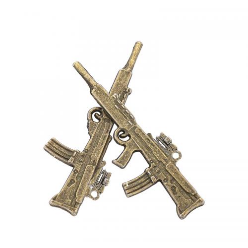 Cink Alloy Gun Privjesci, Puška, pozlaćen, možete DIY, više boja za izbor, nikal, olovo i kadmij besplatno, 17x46x3mm, Približno 100računala/Torba, Prodano By Torba