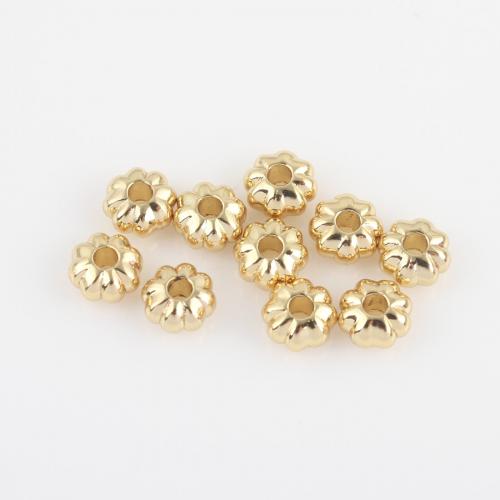 Mässing smycken Pärlor, Blomma, guldfärg pläterade, DIY, nickel, bly och kadmium gratis, 5.40x3.20mm, Säljs av PC