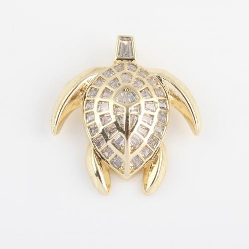 Cubique Pendentif en laiton zircon pavent, animal, Placage de couleur d'or, DIY & pavé de micro zircon, protéger l'environnement, sans nickel, plomb et cadmium, 30.80x28x6.30mm, Vendu par PC