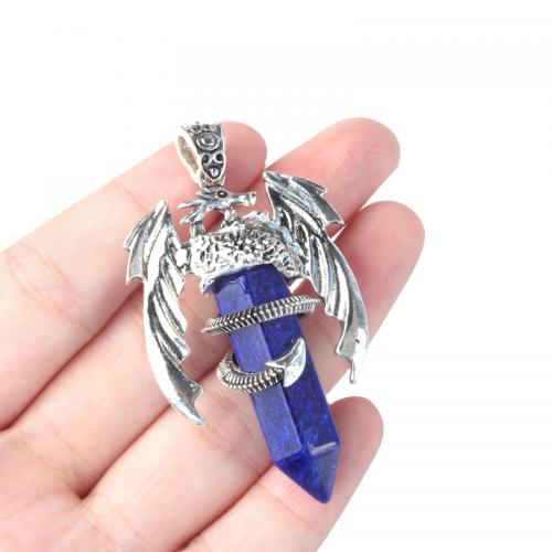 Gemstone Pendants Jewelry with Iron Dragon DIY Sold By PC