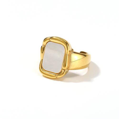 Titanium ringen, Titanium Staal, met White Shell, voor vrouw, gouden, Verkocht door PC