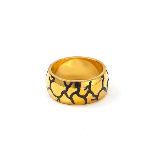 Titanium Steel Finger Ring Vacuum Ion Plating & for woman & enamel golden Sold By PC