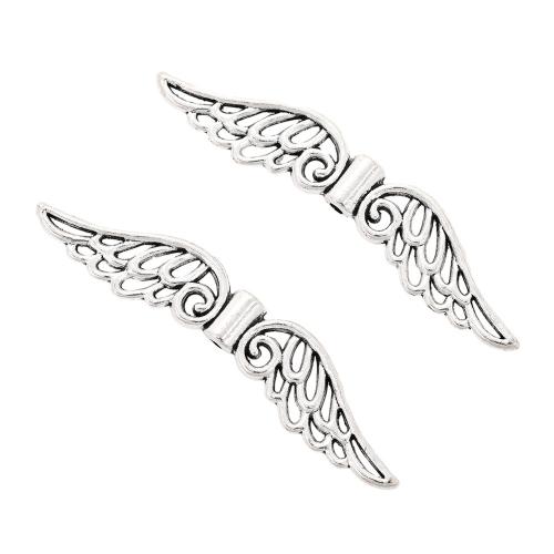 Cink Alloy zan perle, Angel Wing, pozlaćen, možete DIY, više boja za izbor, nikal, olovo i kadmij besplatno, 52x11x4mm, Približno 100računala/Torba, Prodano By Torba