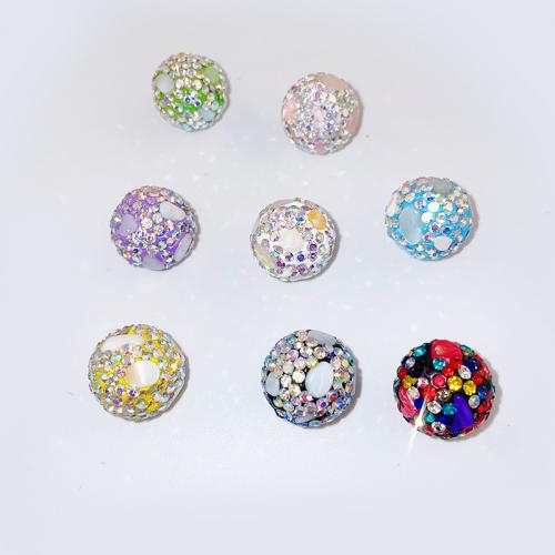 Abalorios de FIMO, Arcilla polimero, con Arcilla analiar de diamantes de imitación AB & Nácar, Esférico, Bricolaje, más colores para la opción, 16mm, agujero:aproximado 1.8mm, 20PCs/Bolsa, Vendido por Bolsa