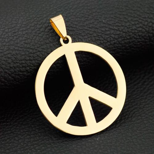 Stainless Steel Pendants 304 Stainless Steel Peace Logo Vacuum Ion Plating DIY Sold By PC