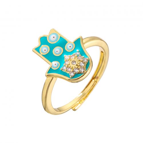 Cubic Zirconia Micro Pave Brass Ring plated micro pave cubic zirconia & for woman & enamel Sold By PC