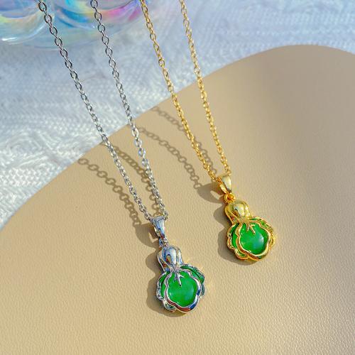 Titanium Steel Necklace with Gemstone & Brass with 5cm extender chain Cabbage plated fashion jewelry & for woman nickel lead & cadmium free Length Approx 40 cm Sold By PC