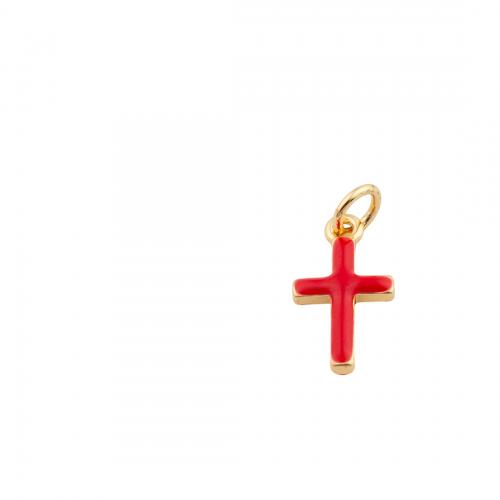 Brass Cross Pendants 14K gold plated DIY & enamel nickel lead & cadmium free Approx 4mm Sold By PC