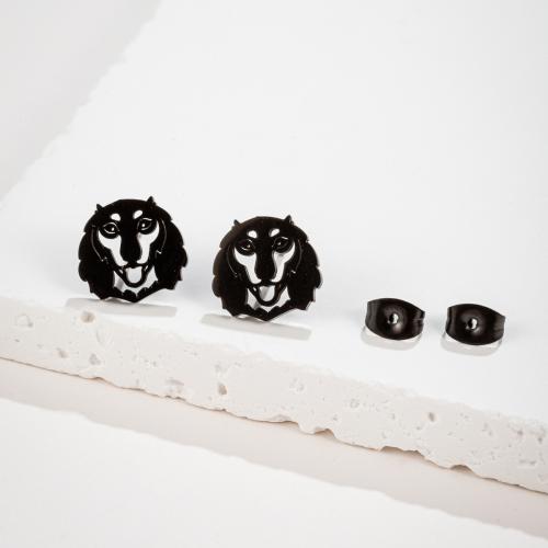 Rostfritt stål Stud Örhängen, 304 rostfritt stål, Hund, mode smycken & för kvinna, fler färger för val, 12x11mm, Säljs av Par