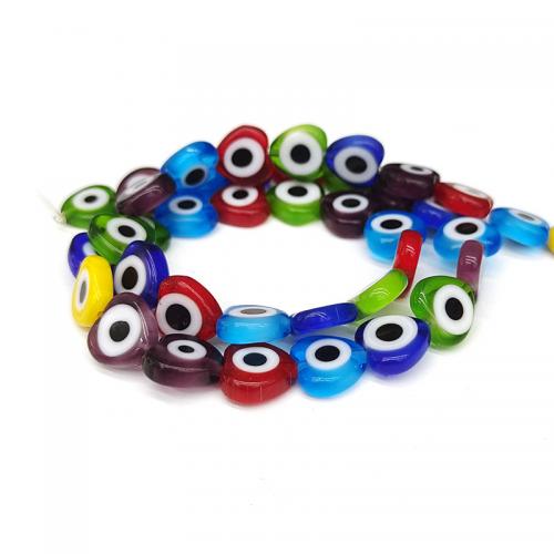 Evil Eye Lampwork korálky, Vinuté, Srdce, DIY & různé velikosti pro výběr, více barev na výběr, Prodáno za Cca 38 cm Strand