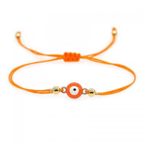 Bracelet Evil Eye bijoux, corde de cire, avec alliage de zinc, Placage de couleur d'or, Style bohème & unisexe & motif de mauvais œil & réglable, plus de couleurs à choisir, Longueur Environ 15-30 cm, Vendu par PC