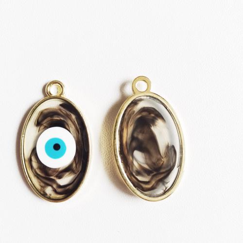 Evil Eye Hangers, Zinc Alloy, Plat Ovaal, gold plated, DIY & glazuur, meer kleuren voor de keuze, 34x20mm, 10pC's/Bag, Verkocht door Bag