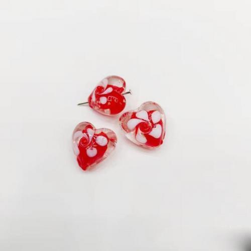 Χάντρες Lampwork, Γυάλινα, Καρδιά, DIY & luminated, περισσότερα χρώματα για την επιλογή, 15x15mm, 10PCs/τσάντα, Sold Με τσάντα