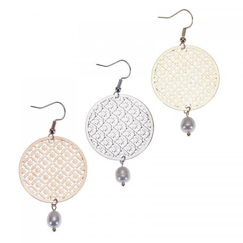 Pendientes de Gota en Latón, metal, con Perlas plásticas, chapado, Joyería & para mujer, más colores para la opción, libre de níquel, plomo & cadmio, 61x32mm, Vendido por Par