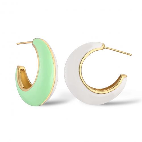 Brass Stud Earring plated for woman & enamel Sold By Pair