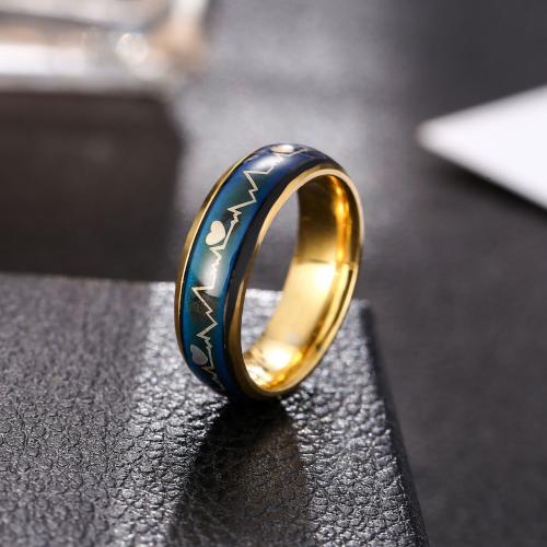 Anillo de dedo de Titantium Acero, Partículas de acero, Joyería & diverso tamaño para la opción & para hombre & esmalte de humor, más colores para la opción, libre de níquel, plomo & cadmio, Vendido por UD