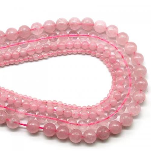 Természetes rózsakvarc gyöngy, Rose Quartz, Kerek, csiszolt, DIY & különböző méretű a választás, rózsaszín, Naponta eladott Kb 38 cm Strand