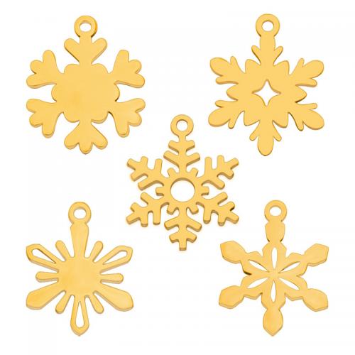 Stainless Steel Flower Pendant 304 Stainless Steel Snowflake Vacuum Ion Plating fashion jewelry & DIY nickel lead & cadmium free Sold By PC