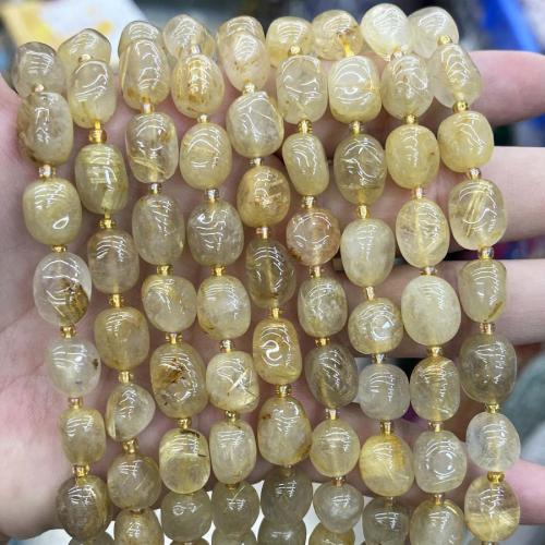 Φυσικό χαλαζία κοσμήματα χάντρες, Rutilated Quartz, Nuggets, DIY, χρυσαφένιος, Length about 10-15mm, Sold Per Περίπου 38 cm Strand