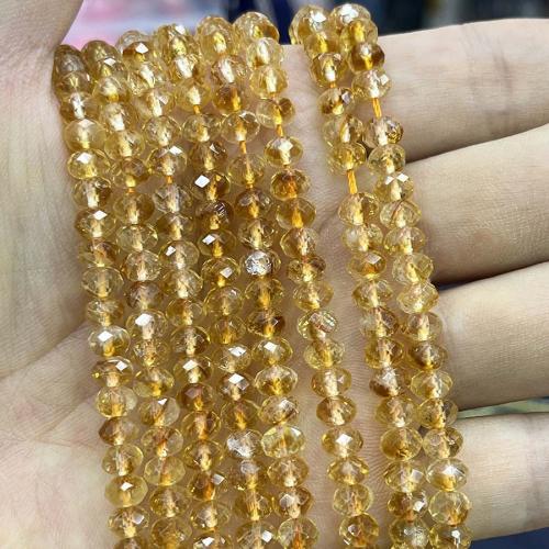 Φυσικές χάντρες Σιτρίν, Citrine, Άβακας, DIY & διαφορετικό μέγεθος για την επιλογή & πολύπλευρη, κίτρινος, Sold Per Περίπου 38 cm Strand